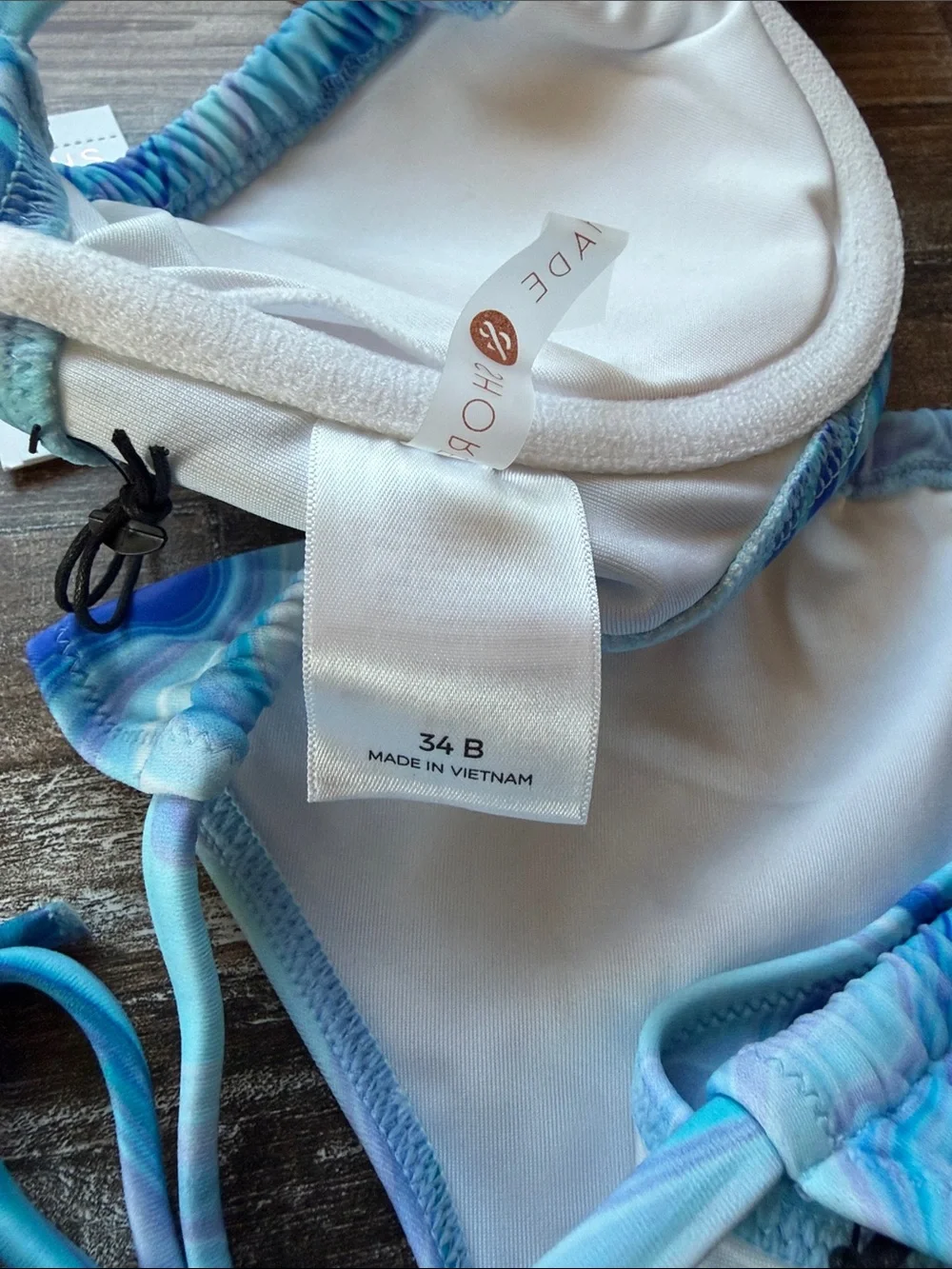 Shade & Shore Blue Marble Tie-String Bikini Swimsuit